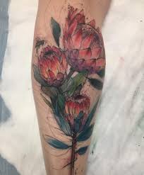 Quick Proteas And A Honey Bee For Carrie Tattoos Botanical Tattoo Cover Tattoo