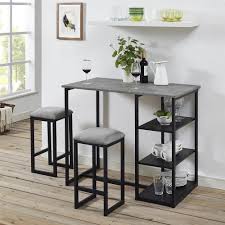 Dorel Living Jimi 3 Piece Gray Black Pub Set With Faux Concrete Top Fh7699 The Home Depot Pub Table Sets Dorel Living Pub Table
