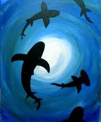 August Sharks For Shark Week Shark Painting Cute Canvas Paintings Painting Art Projects