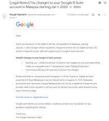 Maybe you would like to learn more about one of these? Get Ready To Pay 6 Tax For Using Google G Suites If You Re A Malaysian Tech