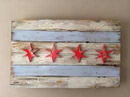3d Chicago Flag Reclaimed Wood Distressed Weathered 6 Chicago Flag Wood Flag Home Decor Wall Art