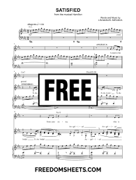 Lin Manuel Miranda Satisfied From Hamilton 100 Free Sheet Music Piano Sheet Music Free Hamilton Sheet Music Sheet Music