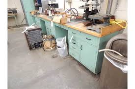 15.75 w x 19.75 d x 24.5 h (with casters). Industrial Workbench And 2 Drawer File Cabinet Painted To Match 196 X 29 X 41 1 2