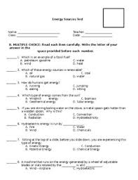 Among these were the spu. Energy Sources Quiz By Bornteachers Teachers Pay Teachers