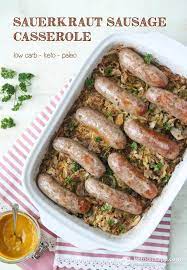 Low Carb Sauerkraut Sausage Casserole Keto Paleo Sausage Casserole Recipes Sausage Casserole Pork Recipes