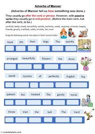 Adverbs Of Manner English As A Second Language Esl Worksheet You Can Do The Exercises Online Or Downl Adverbs Worksheet Adverbs English As A Second Language