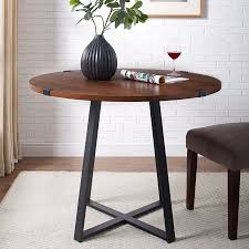Manor Park Rustic Round Dining Table Dark Walnut Black Walmart Com Round Kitchen Table Small Round Kitchen Table Round Dining Table