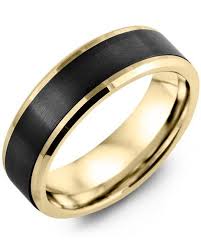 Black And Gold Wedding Band For Him Men S Flat Beveled Black Ceramic Wedding Band Mens Wedding Rings Yellow Gold Wedding Band Ceramic Wedding Bands