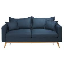 Ausziehbares 3 Sitzer Sofa Mit Nachtblauem Stoffbezug Canape Convertible Maison Du Monde Canape Convertible Bleu Canape Maison Du Monde