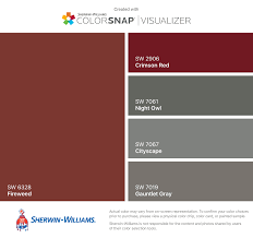 View interior and exterior paint colors and color palettes. I Found These Colors With Colorsnap Visualizer For Iphone By Sherwin Williams Fire Exterior Paint Colors For House Red House Exterior Front Door Paint Colors
