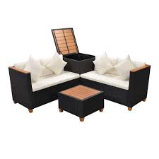 Outdoor Furniture Set Garden Sofa Set 14 Pieces Poly Rattan Wpc Top Black Visit The Image Link M Black Outdoor Furniture Rattan Corner Sofa Corner Sofa Set