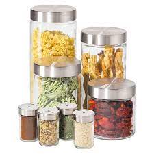 We offer stainless steel canister sets such as pasta canister, stainless steel round canister, stainless steel deep canisters, stainless steel tea storage canister and other. Oggi 8 Piece Round Airtight Glass Canister And Spice Jar Set With Stainless Steel Lids Target