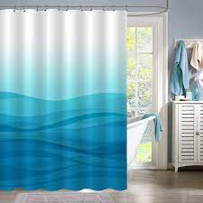 Moroccan geometric pattern bathroom curtains with 6 hooks,blue and white ombre shower curtain set for bathroom , waterproof shower curtain liner, durable and machine washable, 36 x 72 in, navy blue. Buy Mitovilla Light Blue Shower Curtain For Bathroom Abstract Blue Ombre Waves Striped Shower Curtain For Modern Bathroom Accessories Decor Waterproof Fabric Shower Curtain Light Blue 72 W X 72 L Online