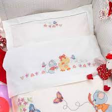 Lenzuolino Lettino Cotone E Schema Da Ricamare A Punto Croce Punto Croce Applique Per Bambino Ricamo Punto Croce