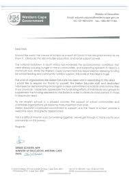 The wording for your note or letter will be different, depending on if you received a donation from someone. Thank You Letter From Debbie Schafer Minister Of Education Western Cape Government Mellon Educate