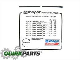 details about mopar performance oem valve lash adjustment chart decal new p4452989