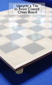 I would like to build a table and then stain or paint a chessboard on it. Upcycle Tile To Resin Coated Chess Board Resin Crafts