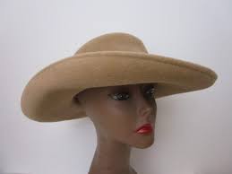 Frank Olive Neiman Marcus Brim Hat Vintage 90s Wool Felt Khaki Tan