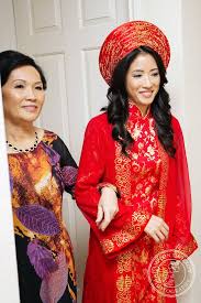 Traditional Red Ao Dai With Gold Accents Vietnamese Wedding Dress Vietnamese Wedding Asian Wedding Dress
