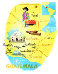 Guatemala Map By Scott Jessop March 2016 Issue Guatemala Travel Illustrated Map Western Caribbean Cruise