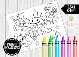 Ryan S World Placemat Coloring Sheet Digital File In 2020 Coloring Sheets Coloring Pages Color