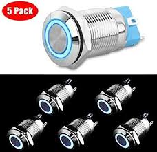 Amazon Com Linkstyle 5pcs Dc 12v 24v Metal Latching Push Button Switch 4 Pin Car Rv Truck Boat Spdt On Off Switch Blue Led Lights Led Lights Led Ring Light