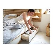 Mandal Structure Lit Avec Tete De Lit Bouleau Blanc Ikea Suisse Bed Frame And Headboard Storage Furniture Bedroom Ikea Mandal Bed