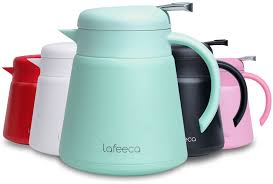 Lafeeca thermal coffee carafe tea pot stainless steel, double wall vacuum. Lafeeca Thermal Coffee Carafe Tea Pot Stainless Steel Double Wall Vacuum Insulated Cool Touch Handle Hot Cold Retention Non Slip Silicone Base Bpa Free Mirage Blue Walmart Com Walmart Com