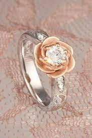 Mokume Rose Blossom Engagement Ring Rose Shaped Engagement Ring Floral Engagement Ring Christmas Engagement Rings