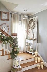 Christmas Decorating For Staircases Stairway Decorating Stair Landing Decor Stair Wall Decor