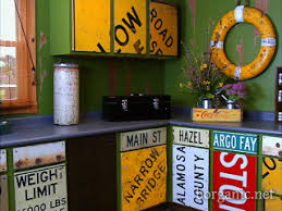 Old Metal Signs As Cabinet Fronts Would Be Awesome In The Garage Automotive Decor Automotive Furniture Decor