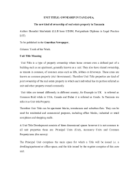 A legal title, on the other hand, deals with the actual ownership of a property/land/real estate. Doc Unit Title The New Kind Of Ownership Of Real Estate Property In Tanzania Benedict Ishabakaki Academia Edu