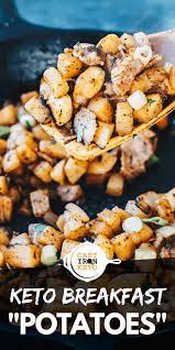 These Keto Breakfast Potatoes Are A Great Low Carb Alternative To Starchy Potatoes The Turnips Have A Ve Keto Breakfast Keto Recipes Easy Breakfast Potatoes