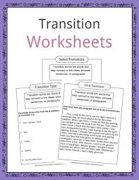 Transition Words Worksheets Examples Definition For Kids