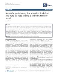 Pdf Molecular Gastronomy Is A Scientific Discipline And Note By Note Cuisine Is The Next Culinary Trend