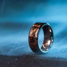 Silver Tungsten And Copper Wedding Ring Mens Wedding Band Etsy Engagement Rings For Men Copper Wedding Rings Dark Rings