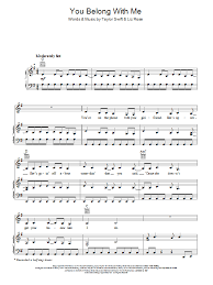 You Belong With Me Sheet Music Taylor Swift Piano Vocal Guitar