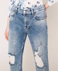 Jean réduit occasions de dans tex. Jean Dechire Et Brode Femme Bleu Twinset Milano
