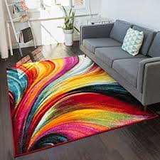 Tell a friend add to wish list. Amazon Com Aurora Multi Red Yellow Orange Swirl Lines Modern Geometric Abstract Brush Stroke Area Rug 8x10 7 10 X 9 Bright Area Rug Colorful Rugs Cool Rugs