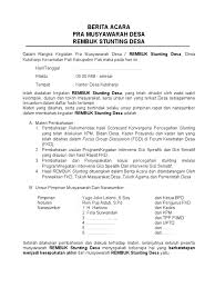 Notulen rapat adalah dokumen yang dibutuhkan untuk merekam kejadian yang terjadi pada saat rapat, mulai dari bahasan hingga hasil rapat. Berita Acara Rembuk Stunting Desa Edit Pdf