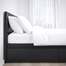 Storage beds are a great solution for compact living spaces. Malm High Bed Frame 4 Storage Boxes Black Brown Luroy Queen Ikea