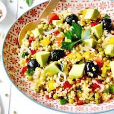 Taboule Aux Petits Pois Poivrons Tomates Olives Noires Et Avocat Recette Taboule Recette Salade Taboule