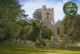 The Topiary Cat Visits Watton At Stone Church And Makes Friends With A Couple Of Horses Topiary Urban Garden Topiary Garden