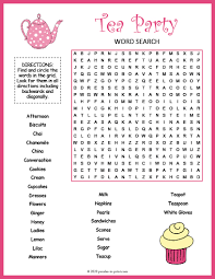 Word search maker more puzzles search printable word searches. Tea Party Word Search