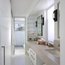 15 small bathroom ideas this old house. Galley Bathroom With Double Vanity Sink Galley Bathroom Designs Galley Bathroom Bathroom Design