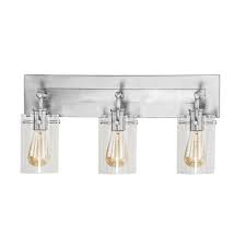 Wayfair.com has been visited by 1m+ users in the past month Hampton Bay Regan 21 In 3 Light Brushed Nickel Vanity Light With Clear Glass Shades Ds19268 The Home Depot