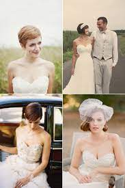 Look at these models demonstrating elegant short. 6 Beautiful Wedding Dress Styles For Brides With Short Hair Praise Wedding