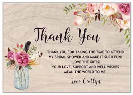 Rustic Mason Jar Bridal Shower Thank You Cards Mason Jar Bridal Shower Bridal Shower Bridal Shower Quotes