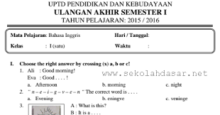 Blue penilaian tengah semester genap sdit alam bantar sari mata pelajaran bahasa inggris b. Soal Uas Bahasa Inggris Semester 1 Kelas 1 Sd Mi Sekolahdasar Net