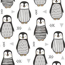 Baby Blanket Clipart Black And White Penguin Fabric Penguins Black White With Sweater Geometric Triangles In Grey By Caja Design Cotton Fabric By The Yard With Spoonflower Baby Blanket Gift Penguins Blanket Gift